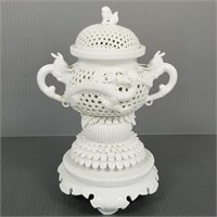 Chinese porcelain dragon censor 8.5" tall