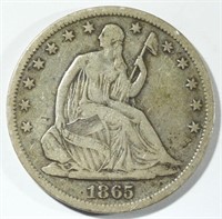 1865-S LIBERTY SEATED HALF DOLLAR  F+