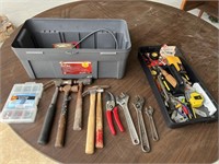Toolbox, full of tools, hammers, Crescent, etc.