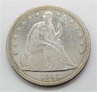 1843 Liberty Seated Dollar F