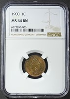 1900 INDIAN HEAD CENT NGC MS-64 BN