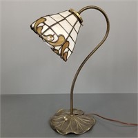 Lily pad lamp w/ leaded glass shade
