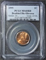 1995 DDO LINCOLN CENT PCGS MS-68 RD
