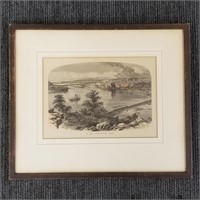 Antique etching of St. Paul from Dayton's Bluff