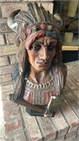 Indian Chief Statue Holding a Hatchet -