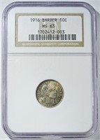 1916 BARBER DIME NGC MS-63