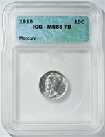 1916 MERCURY DIME ICG MS-65 FB