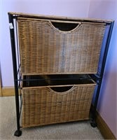 Clothes hamper or Wicker storage boxes on metal