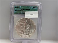 ICG 1986 MS69 1oz .999 Silver Eagle $1
