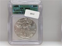 ICG 1996 MS69 1oz .999 Silver Eagle $1