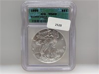 ICG 1999 MS69 1oz .999 Silver Eagle $1