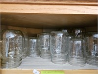 Top shelf of Ball Mason jars. Mainly pint sized