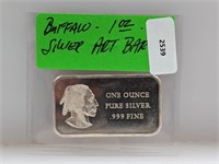 1oz .999 Silver Buffalo Art Bar