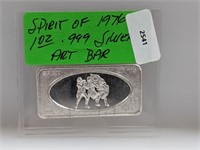 1oz .999 Silver Spirit of '76 Art Bar