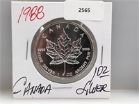 1988 1oz .999 Silver Canada Maple Leaf $5