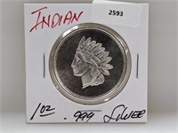1oz .999 Silver Indian Round
