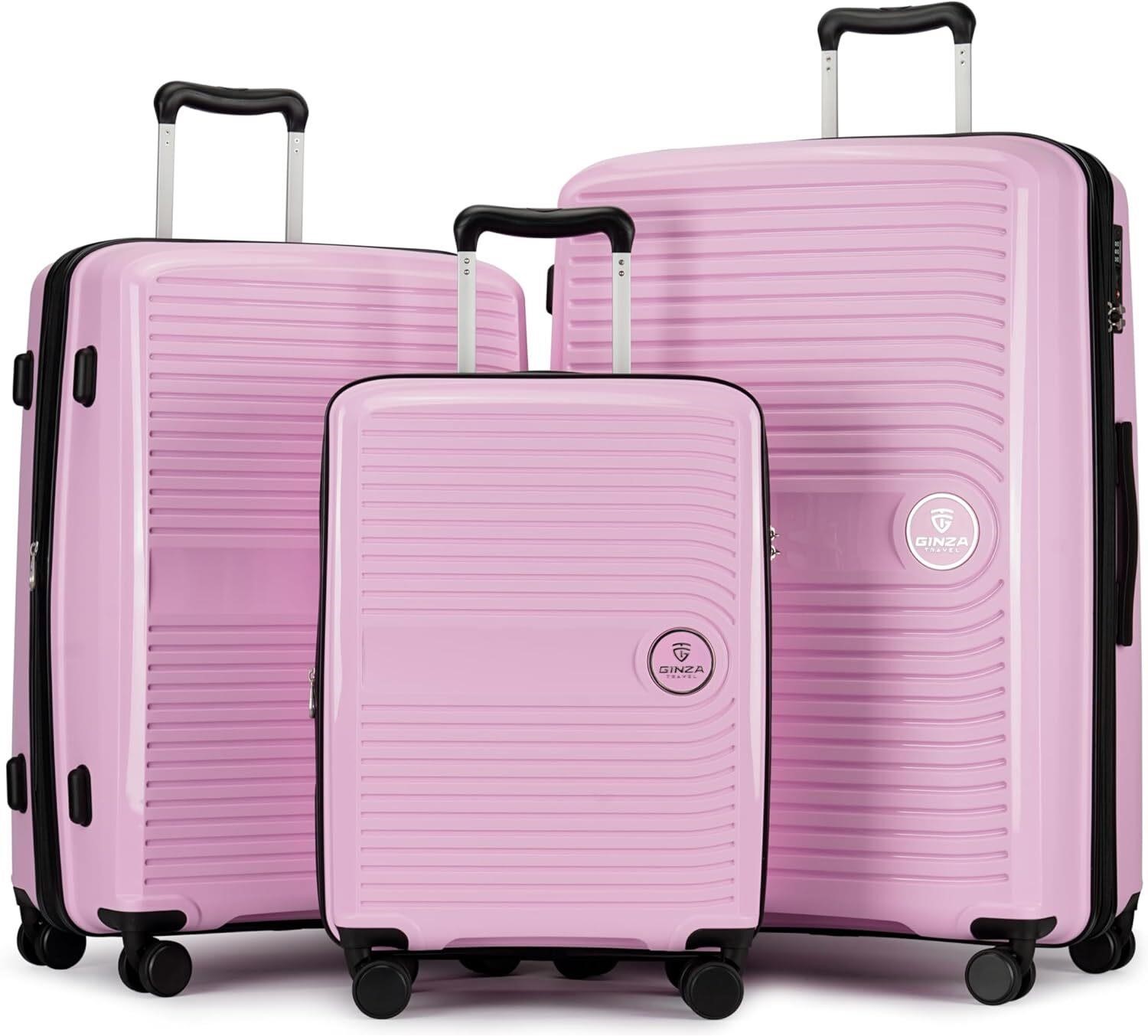 PP 3-piece luggage set  Expandable  Pink