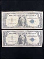1957 A & 1957 B $1 Silver Certificate Star Notes