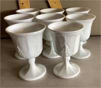8 Indiana milk glass goblets