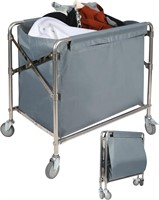 Collapsible Laundry Cart  440LB Load  Gray