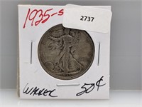 1935-S 90% Silver Walker Half $1 Dollar