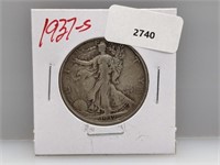 1937-S 90% Silver Walker Half $1 Dollar