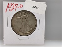 1937-D 90% Silver Walker Half $1 Dollar