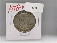 1948-D 90% Silver Franklin Half $1 Dollar