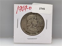 1949-D 90% Silver Franklin Half $1 Dollar