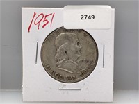 1951 90% Silver Franklin Half $1 Dollar