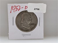 1953-D 90% Silver Franklin Half $1 Dollar