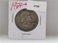 1954-S 90% Silver Franklin Half $1 Dollar