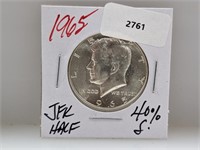 1965 40% Silver JFK Half $1 Dollar