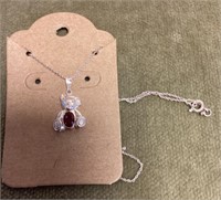 Sterling necklace with teddy bear charm
