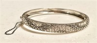 Sterling silver and marcasite clamper bracelet