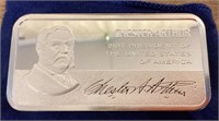 Chester Arthur 5000 grains sterling bar