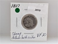 1837 90% Silver Bust Dime 10 Cents