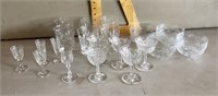 Collection of cut crystal stemware and bowls