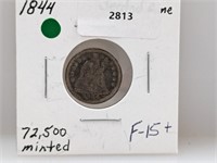 1844 90% Silver Seated Dime 10 Cents