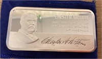 Chester Arthur 5000 grains sterling silver bar