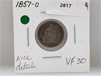 1857-O 90% Silver Seated Dime 10 Cents