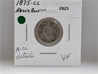 1875-CC 90% Silver Seated Dime 10 Cents