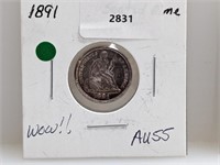 1891 90% Silver Seated Dime 10 Cents