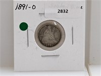 1891-O 90% Silver Seated Dime 10 Cents