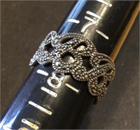 Sterling and marcasite "B" initial ring