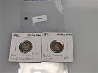 1871 & 1882 90% Silver Seated Dimes