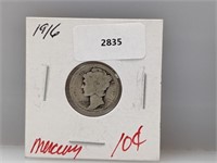 1916 90% Silver Mercury Dime 10 Cents