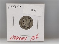 1917-S 90% Silver Mercury Dime 10 Cents