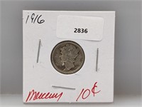 1916 90% Silver Mercury Dime 10 Cents