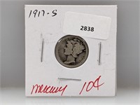 1917-S 90% Silver Mercury Dime 10 Cents